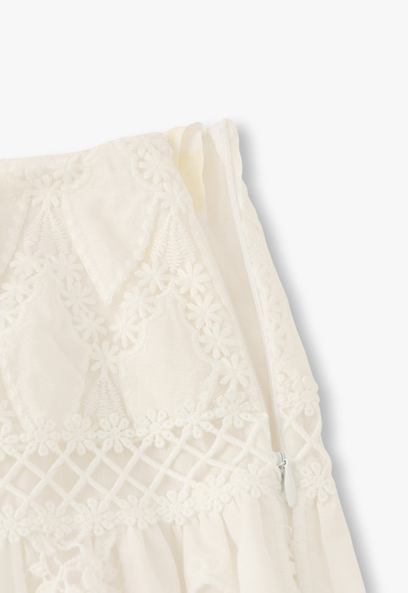 APPLIQUE LACE COMBO SKIRT