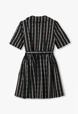 RIBBON ROSES BELTED MINI DRESS