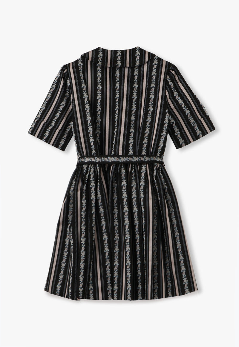 RIBBON ROSES BELTED MINI DRESS