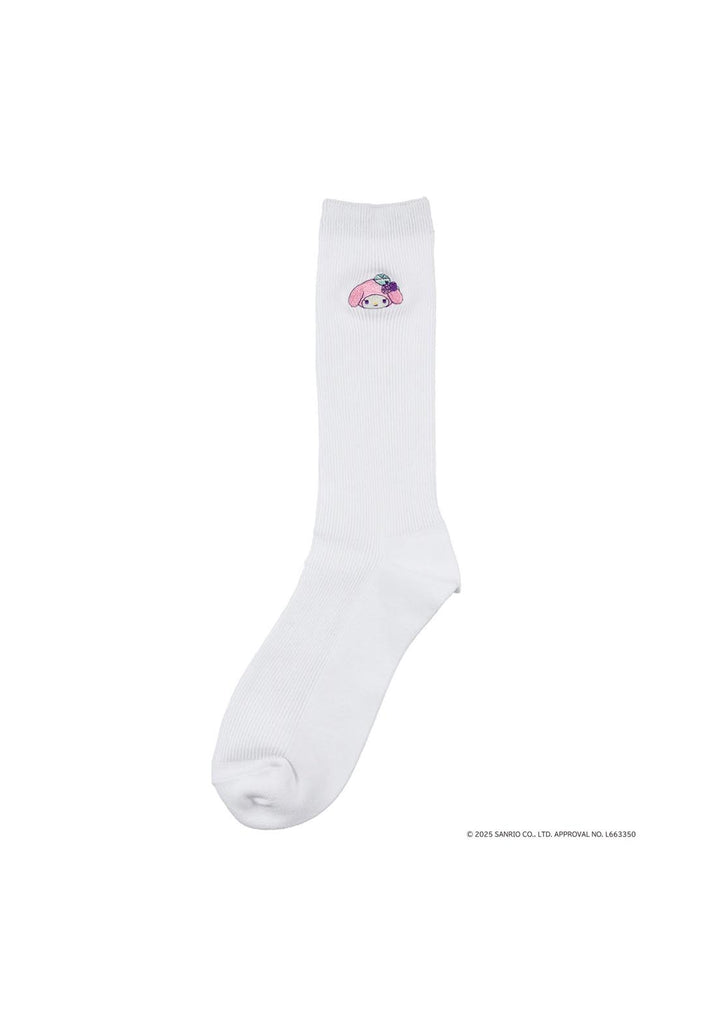 My Melody Kuromi Crew Socks with One-Point Design (My Melody)