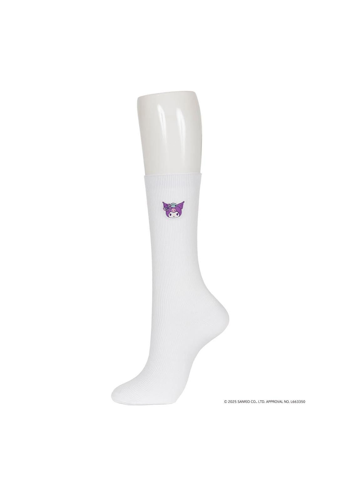 My Melody Kuromi Crew Socks with One-Point Design (Kuromi)