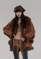 CORDUROY FAUX FUR TRIMMED JACKET