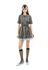 RIBBON ROSES BELTED MINI DRESS