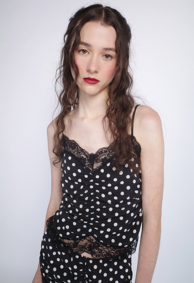 POLKA DOT RUCHED LACE