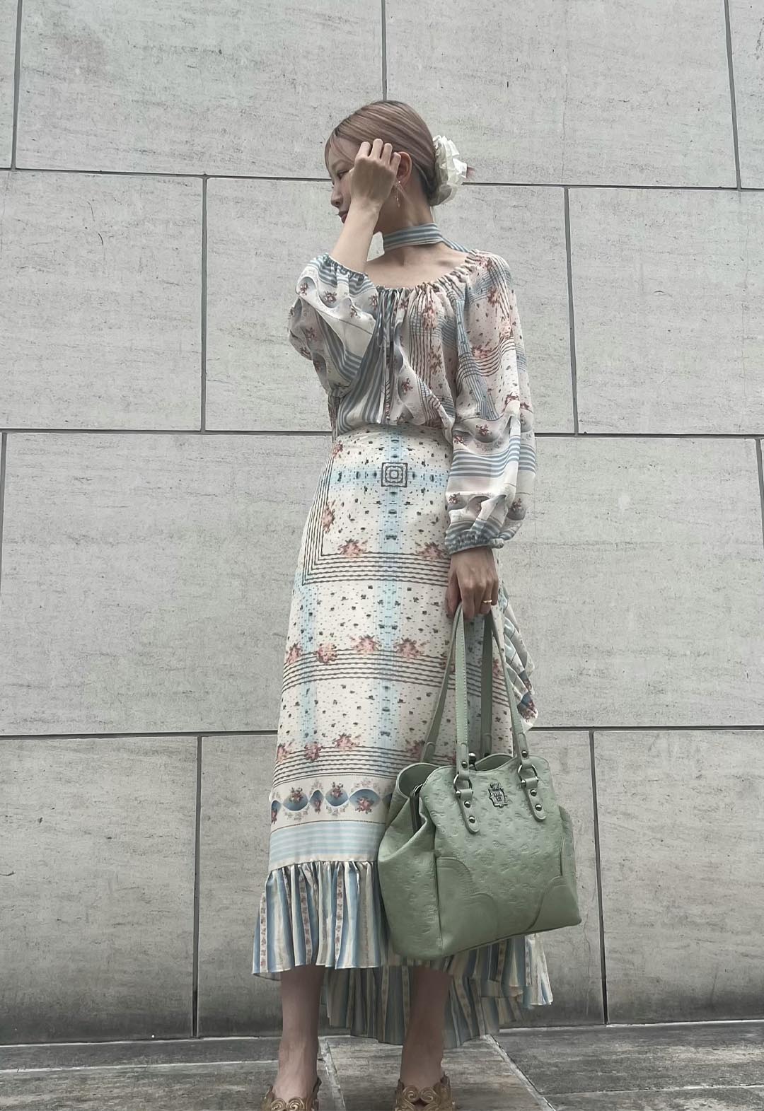 HERITAGE SCARF PRINT COTTON SKIRT