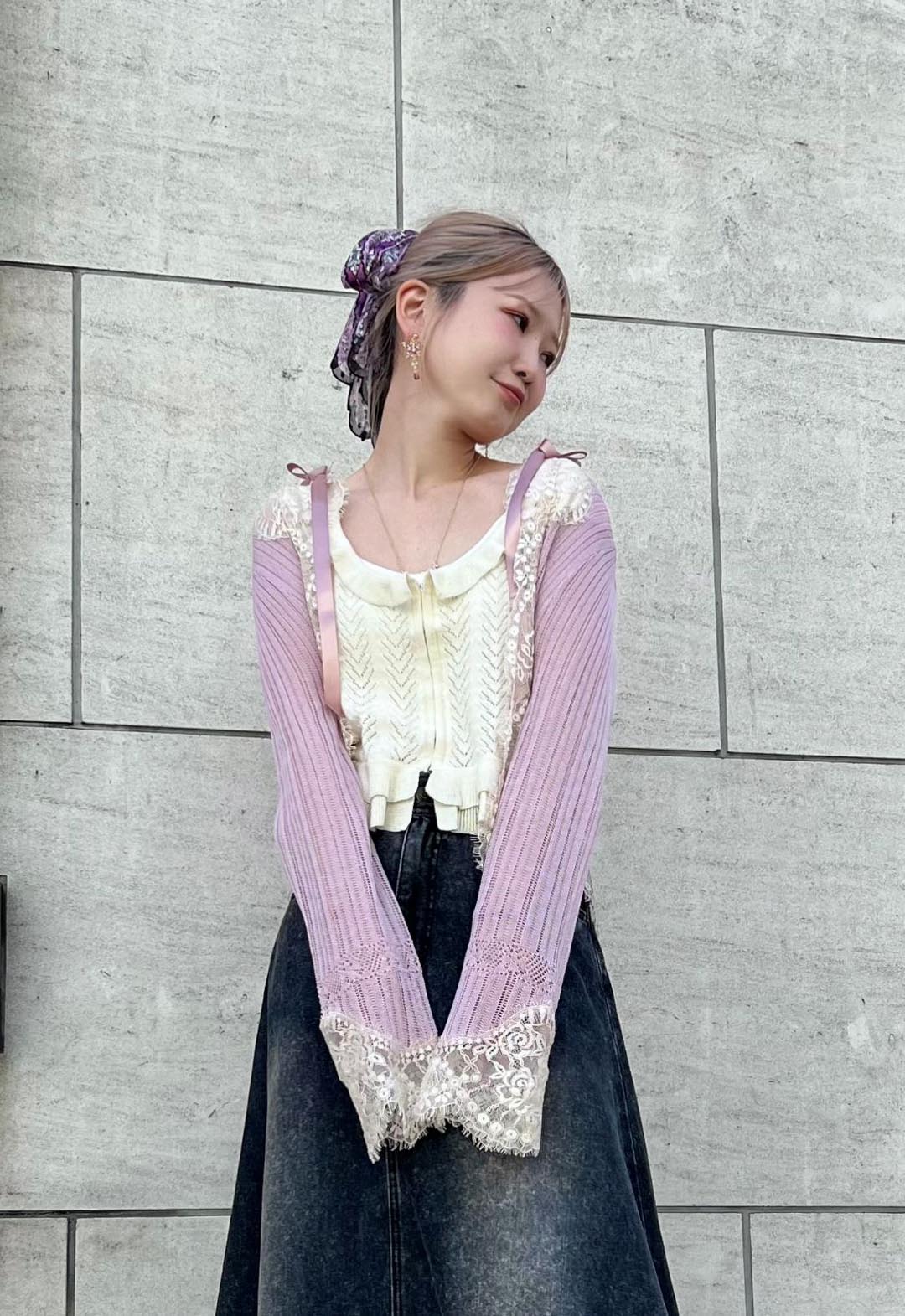 LINGERIE LACE KNIT CARDIGAN