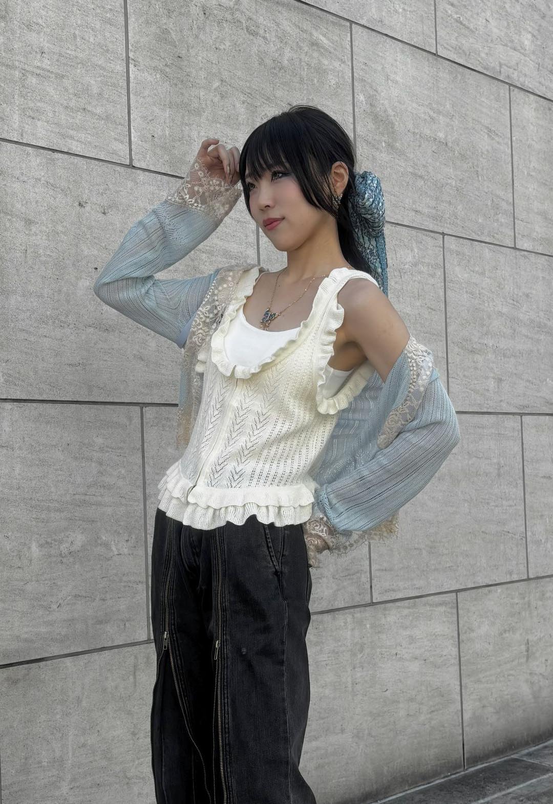 LINGERIE LACE KNIT CARDIGAN