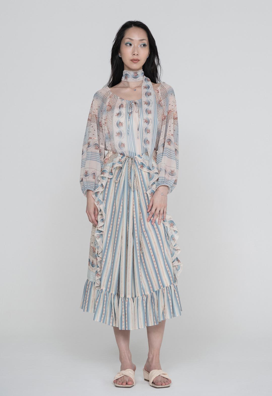 HERITAGE SCARF PRINT CHIFFON BLOUSE