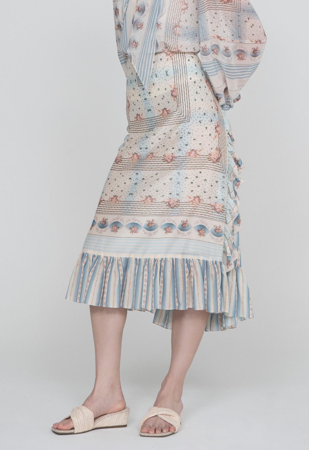 HERITAGE SCARF PRINT COTTON SKIRT