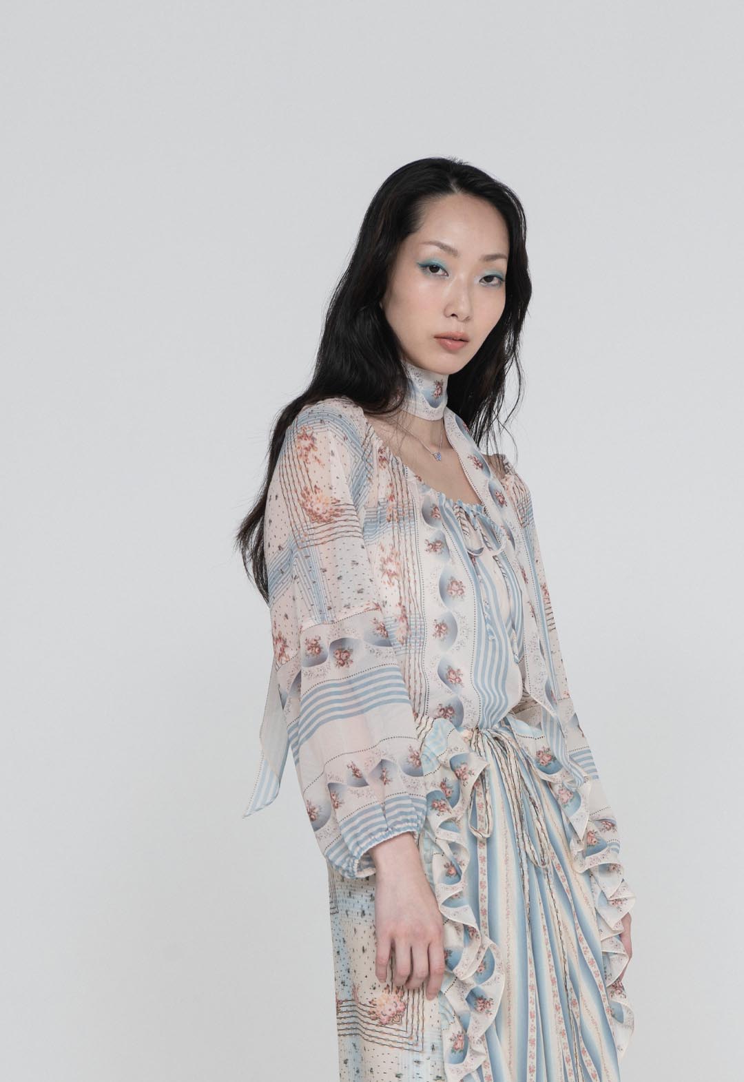 HERITAGE SCARF PRINT CHIFFON BLOUSE