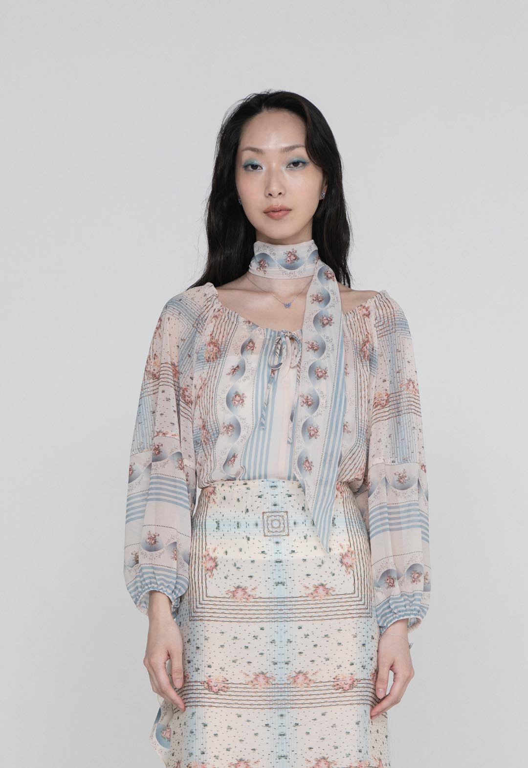 HERITAGE SCARF PRINT CHIFFON BLOUSE