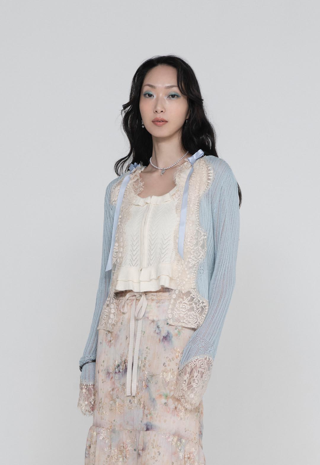 LINGERIE LACE KNIT CARDIGAN
