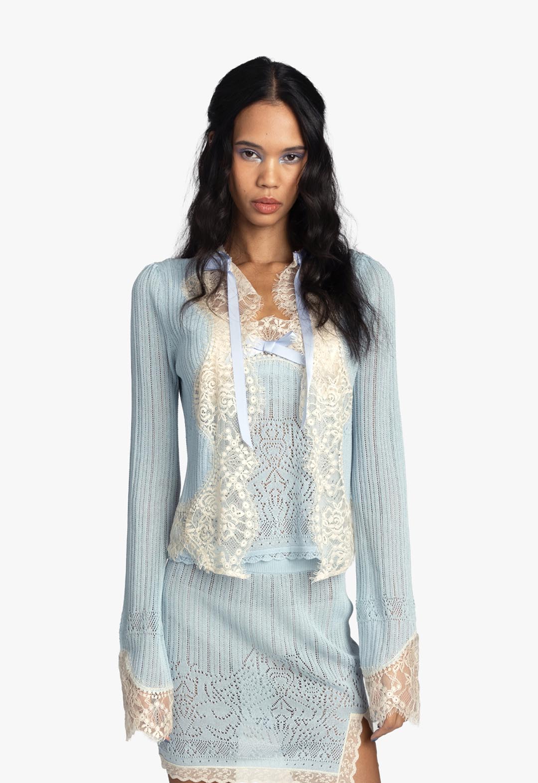 LINGERIE LACE KNIT CARDIGAN