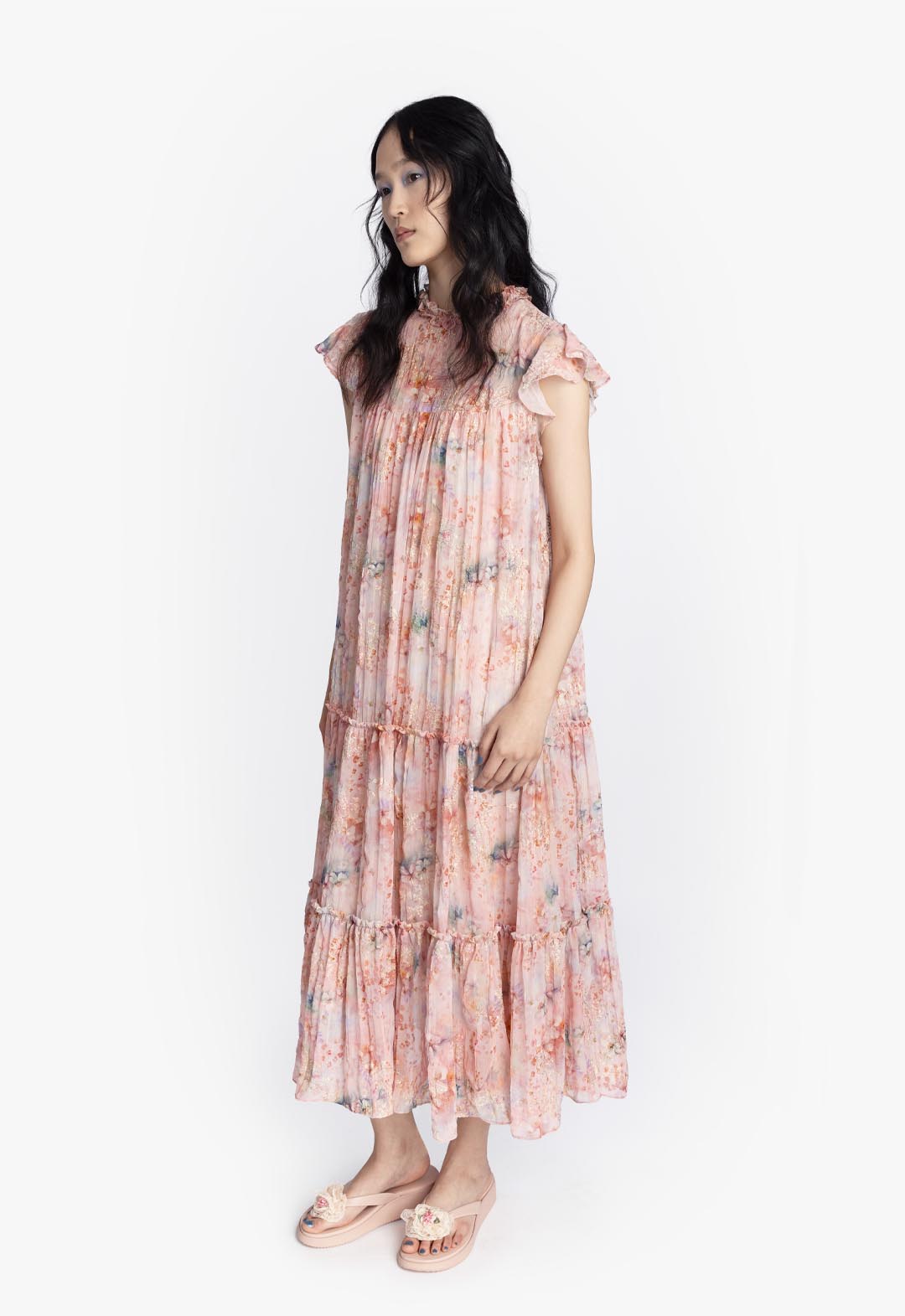 OASIS BLOOMS TIERED MAXI DRESS