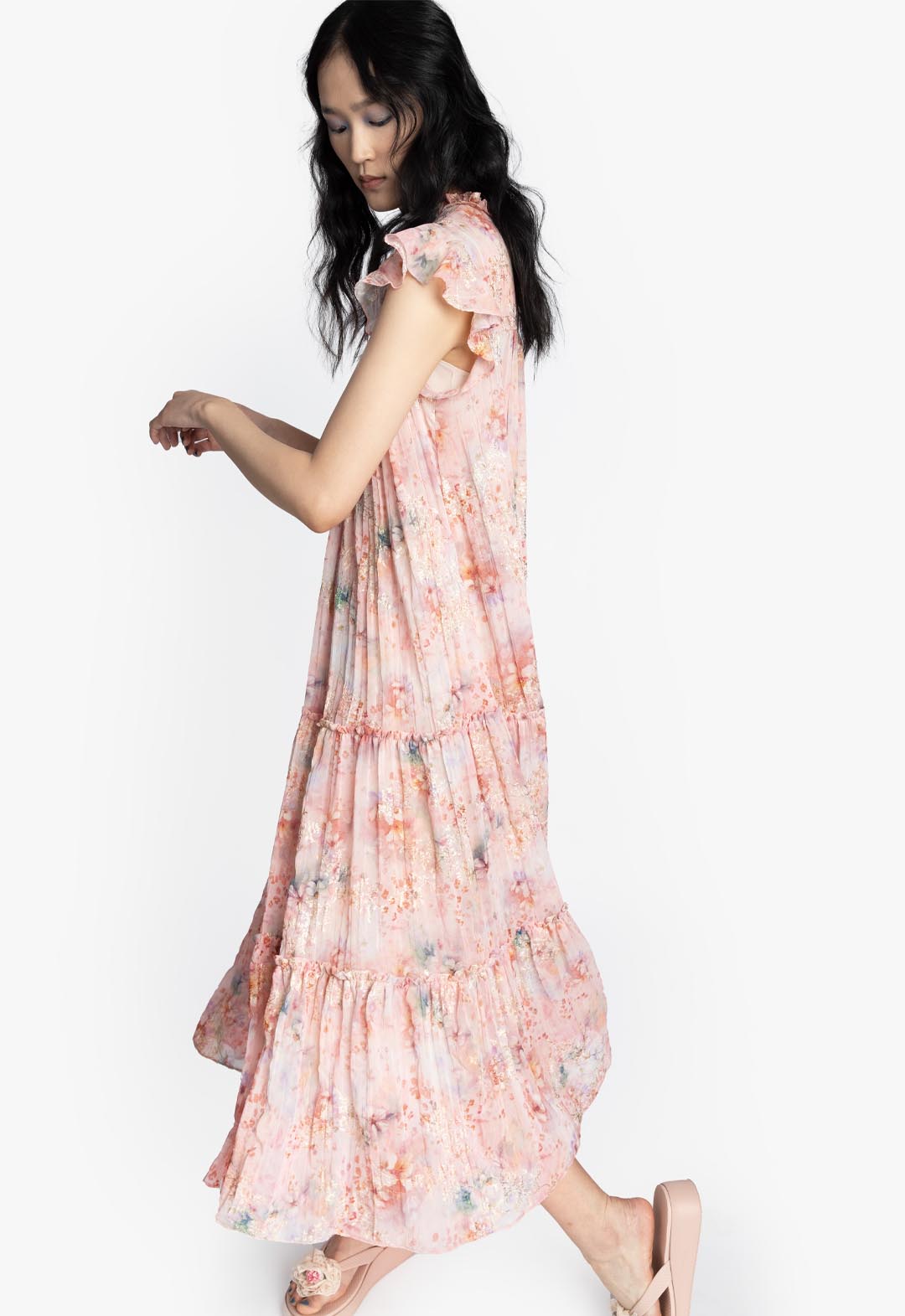 OASIS BLOOMS TIERED MAXI DRESS