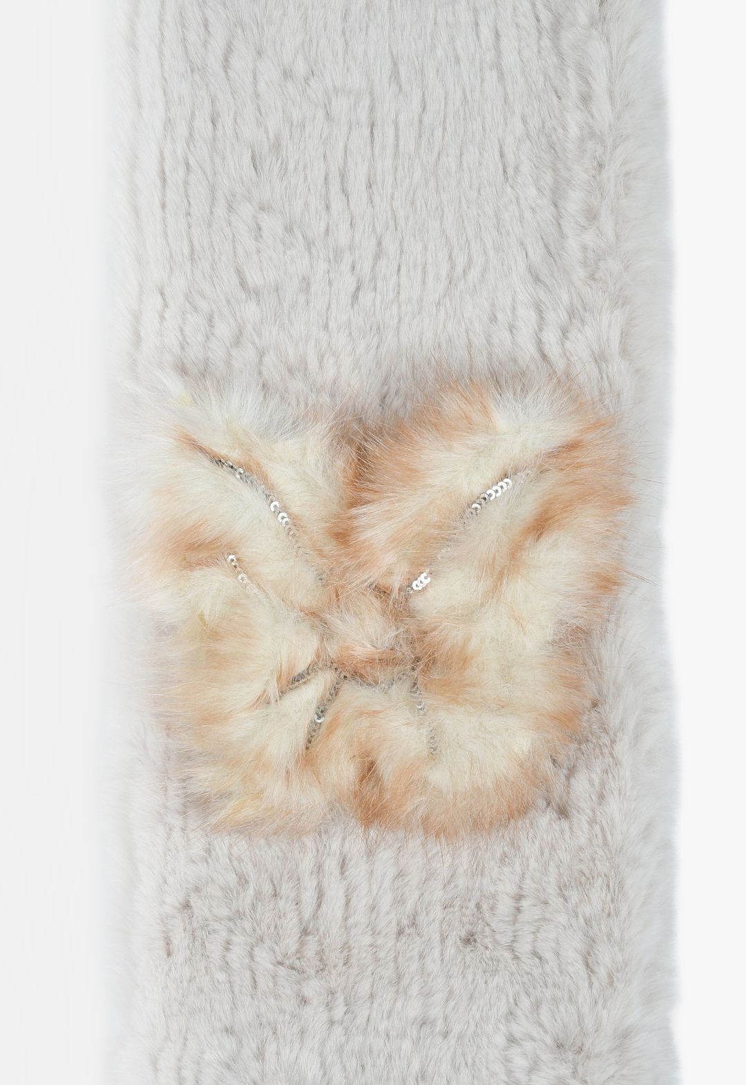 Butterfly motif eco-fur insert scarf