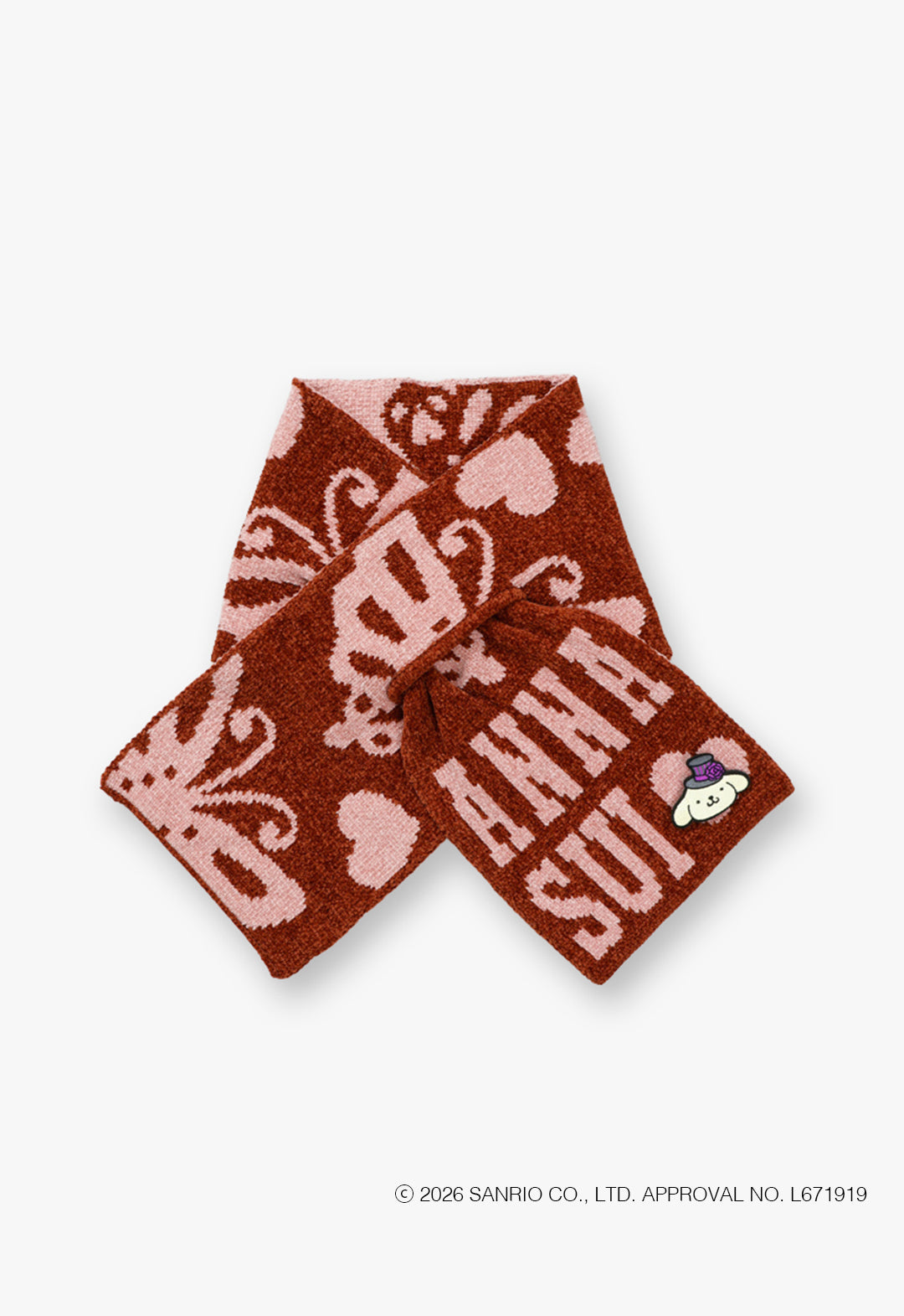 ANNA SUI x ポムポムプリン 刺しゅうブローチ付きモールマフラー