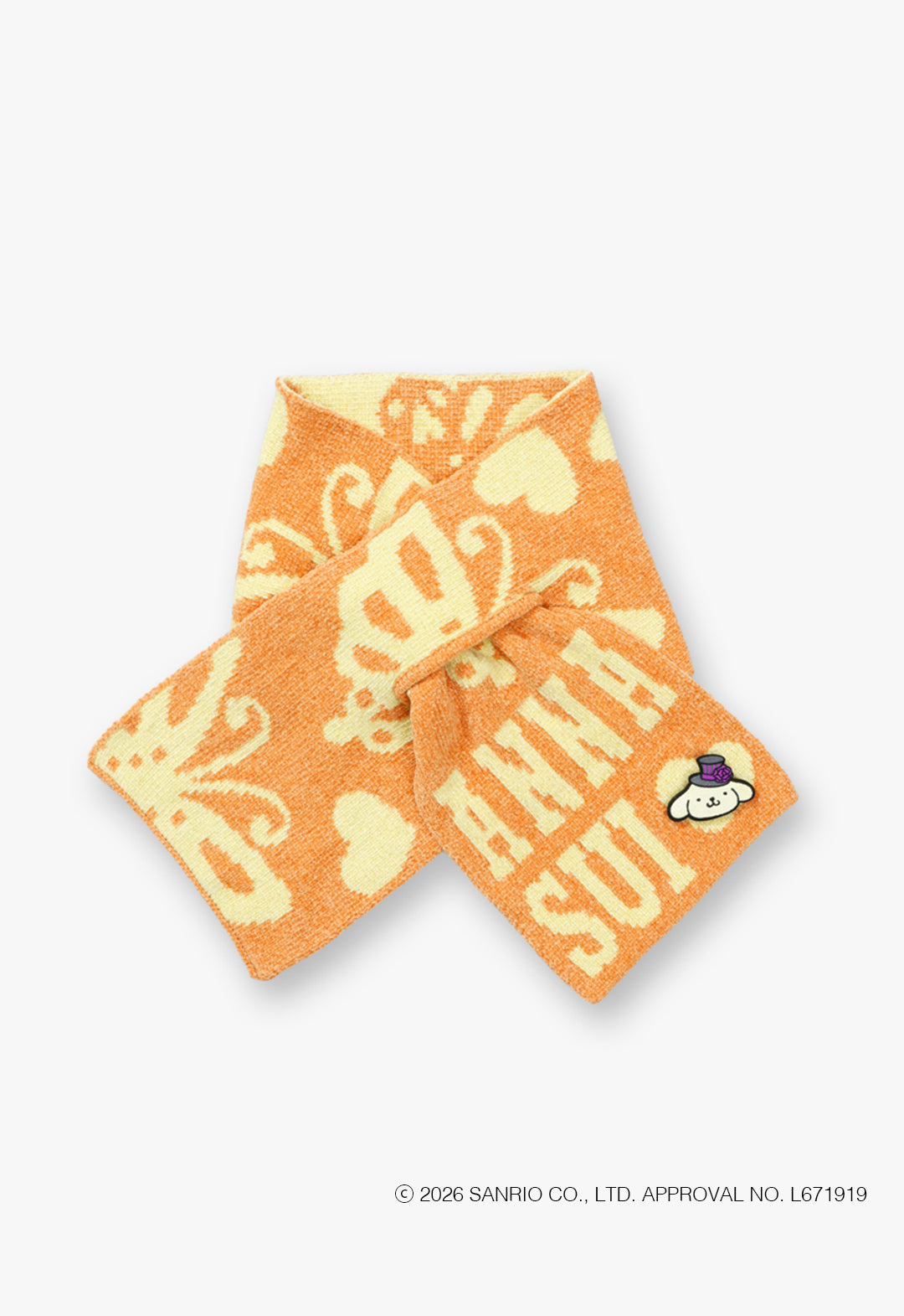 ANNA SUI x ポムポムプリン 刺しゅうブローチ付きモールマフラー