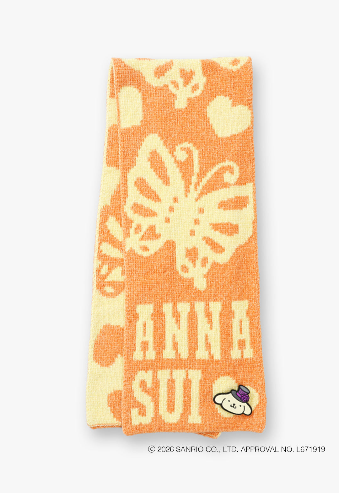 ANNA SUI x ポムポムプリン 刺しゅうブローチ付きモールマフラー