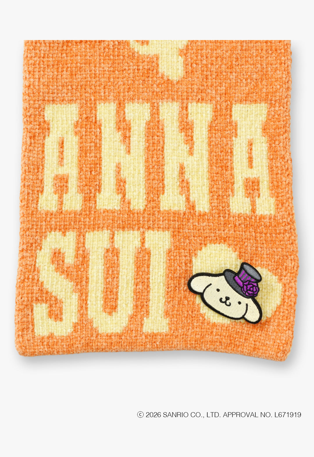 ANNA SUI x ポムポムプリン 刺しゅうブローチ付きモールマフラー