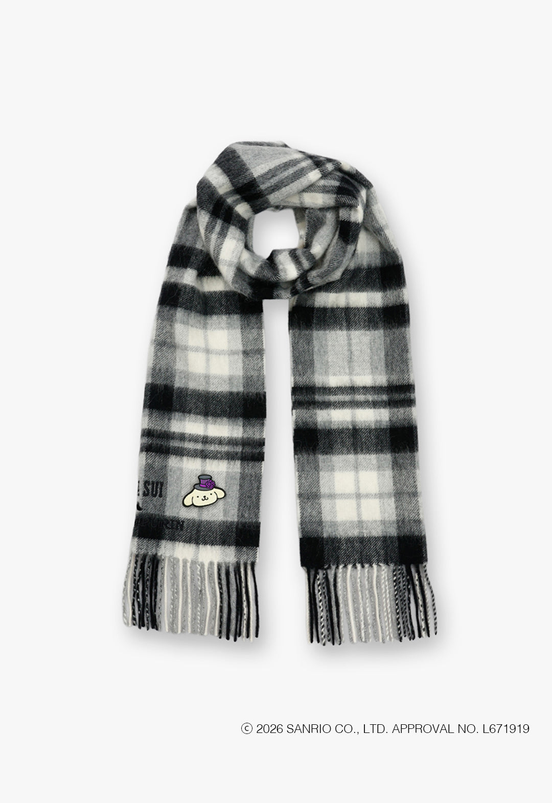 ANNA SUI x Pom Pom Purin 格紋圍巾配刺繡胸針