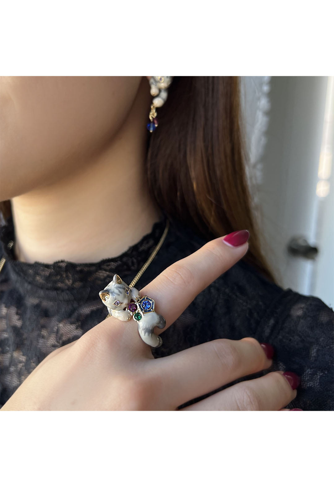 ANNA SUI アナスイ　シルバー925猫モチーフリング　マーカサイト ANNA SUI アナスイ シルバー925猫モチーフリング マーカサイト