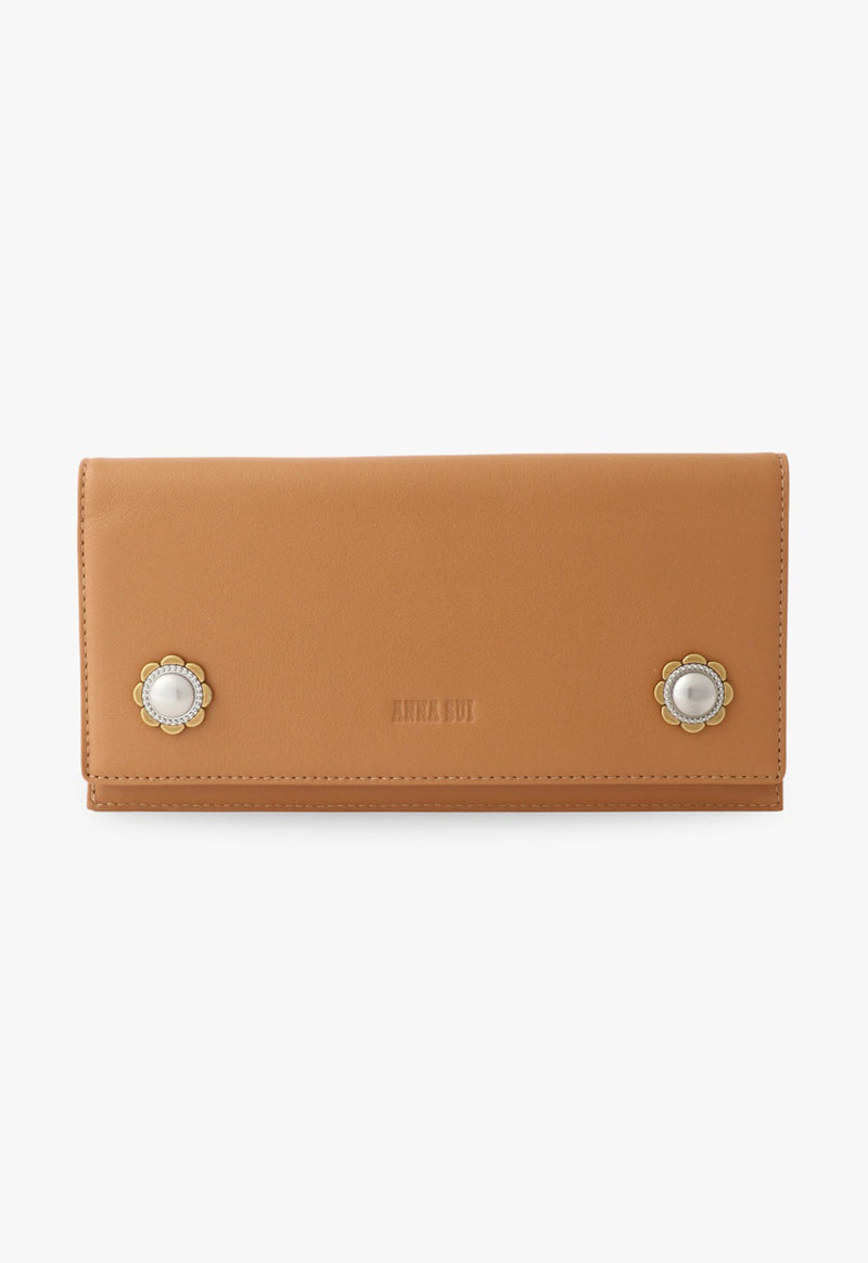 Vintage Button Thin More Long Wallet