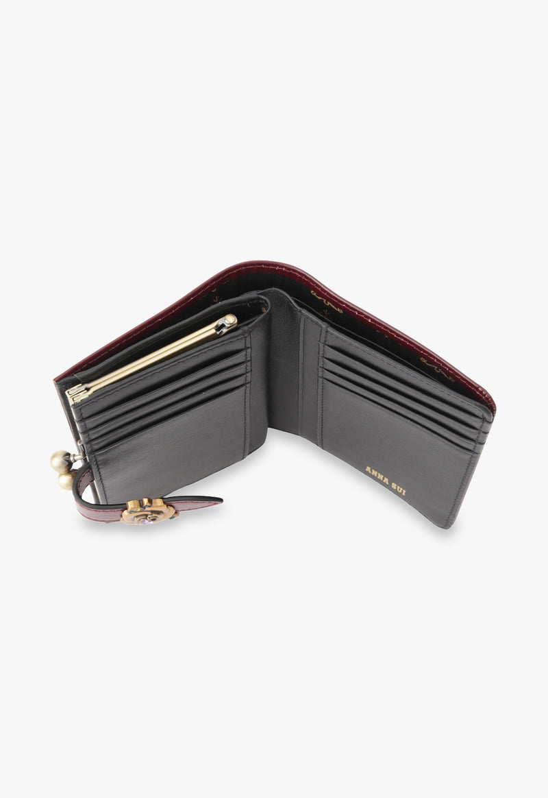 Bourbon clasp bi-fold wallet