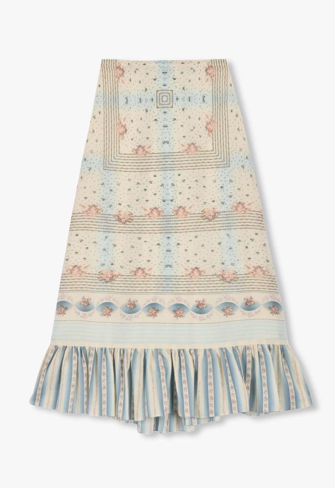HERITAGE SCARF PRINT COTTON SKIRT