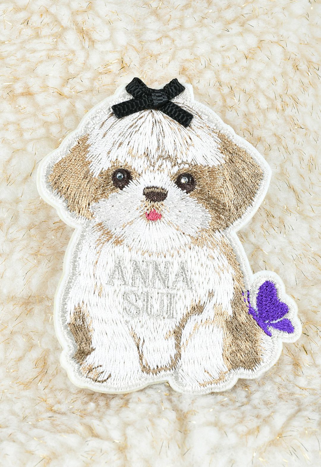ラサアプソ子犬ブローチ付ラメボアハット
