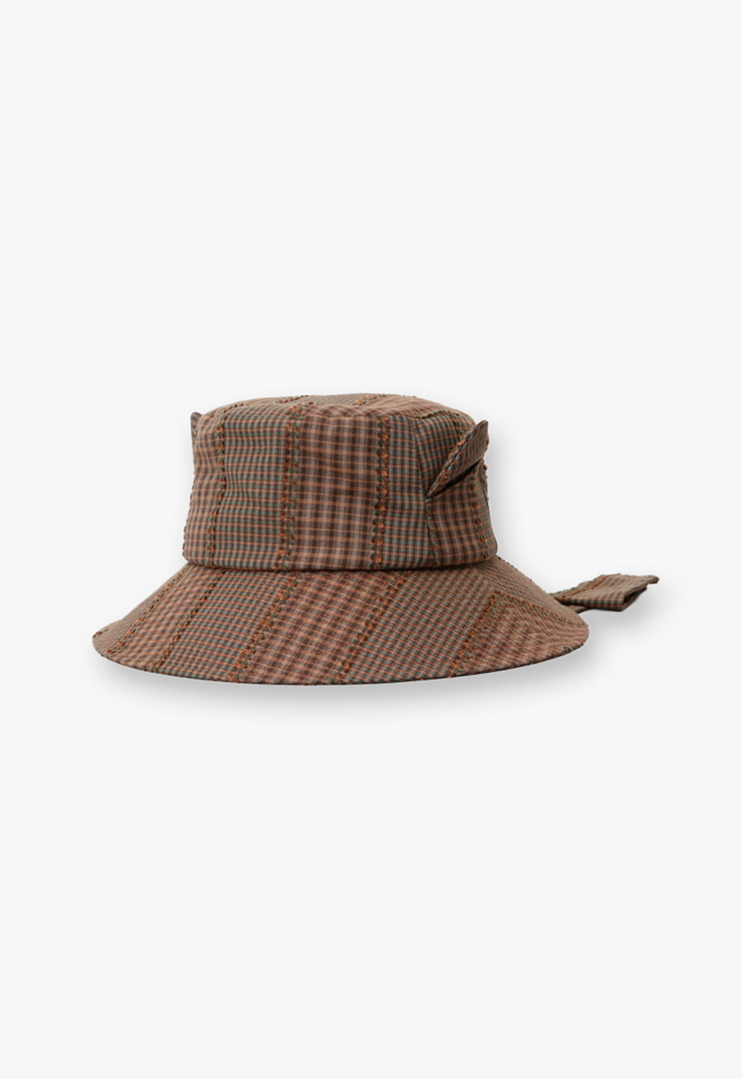 Cat ear checkered cloche hat