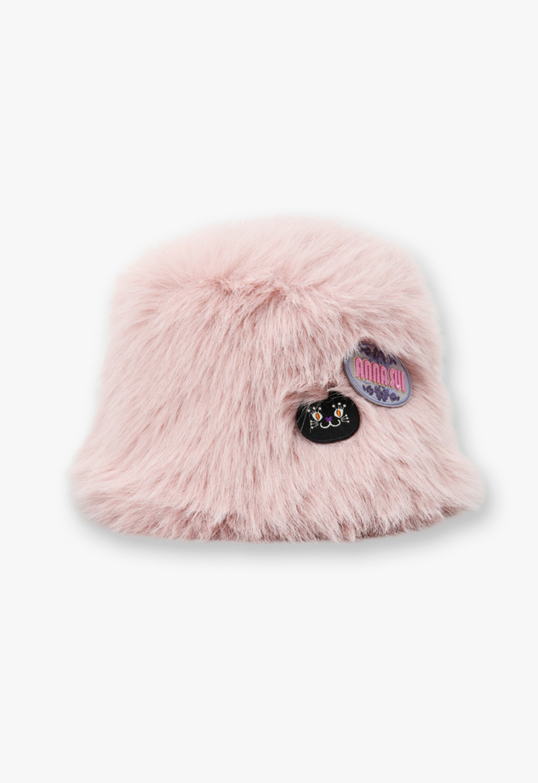 Eco-fur patch cloche hat