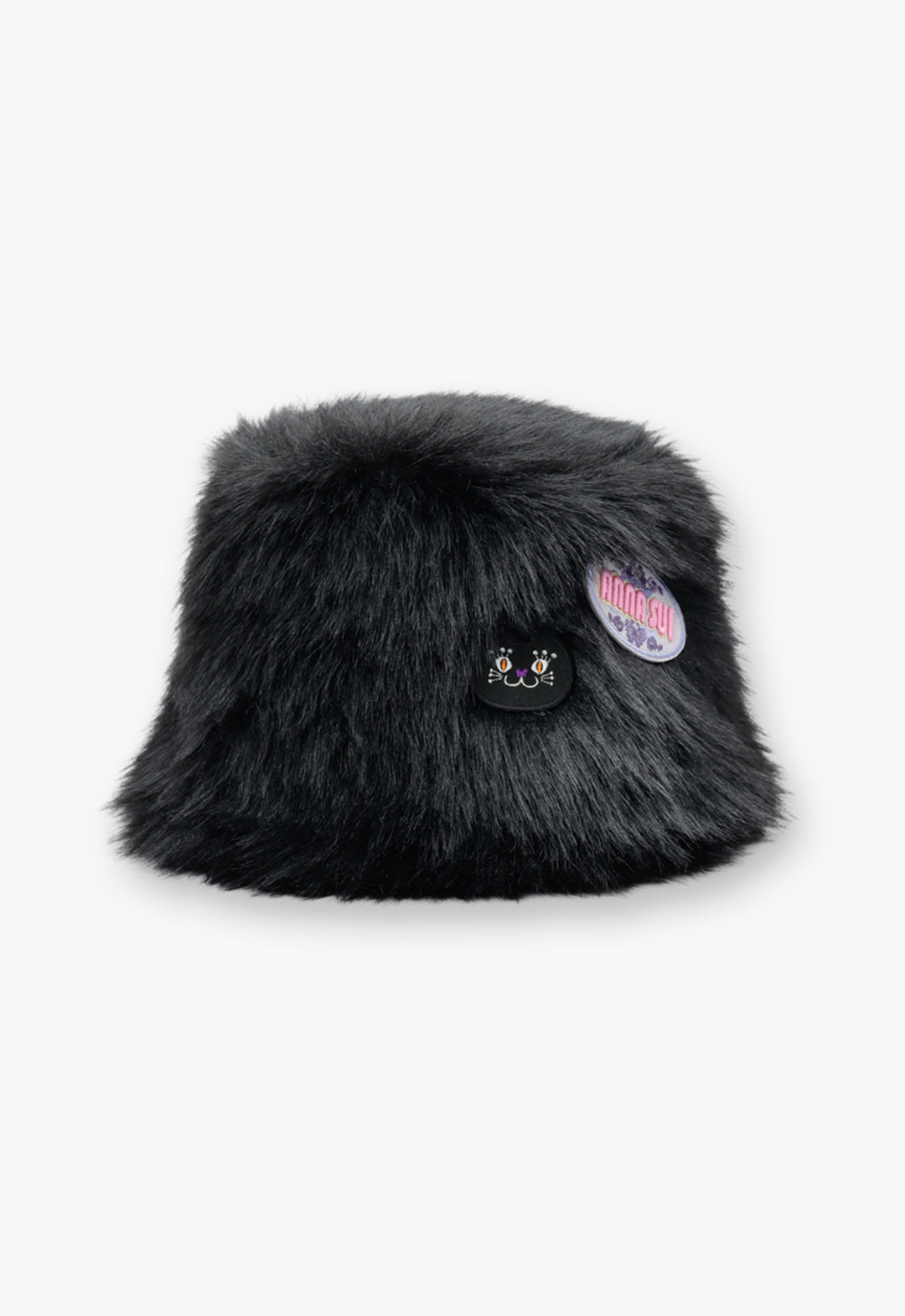 Eco-fur patch cloche hat