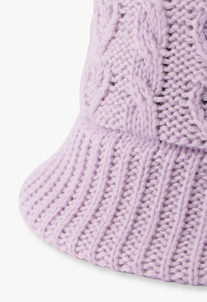 Heart Cable Knitting Thermo Pocket Hat