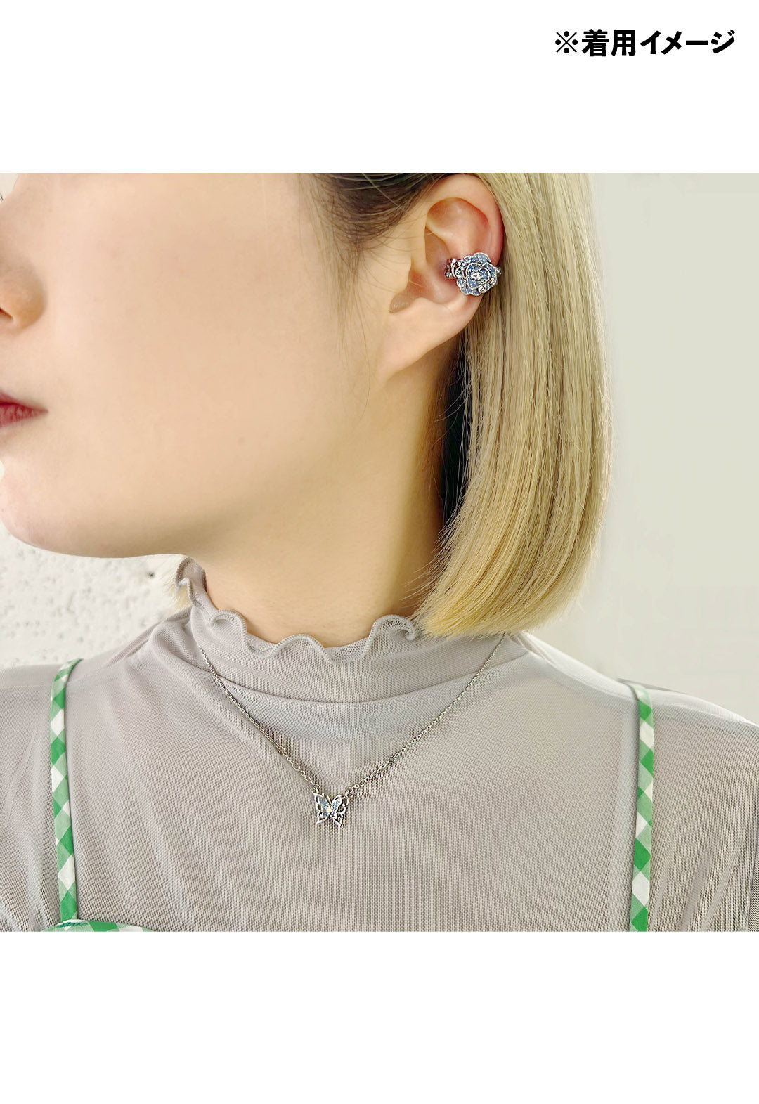 [Limited Edition BOX Item] Birthstone Color <September Sapphire> Necklace & Ear Cuff Set