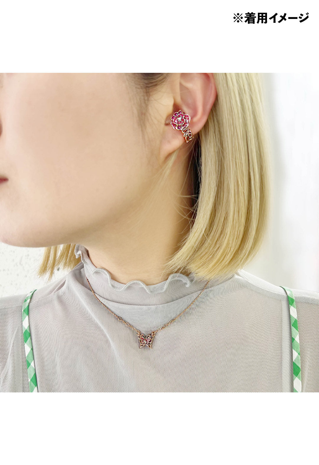 [Limited Edition BOX Item] Birthstone Color <September Sapphire> Necklace & Ear Cuff Set