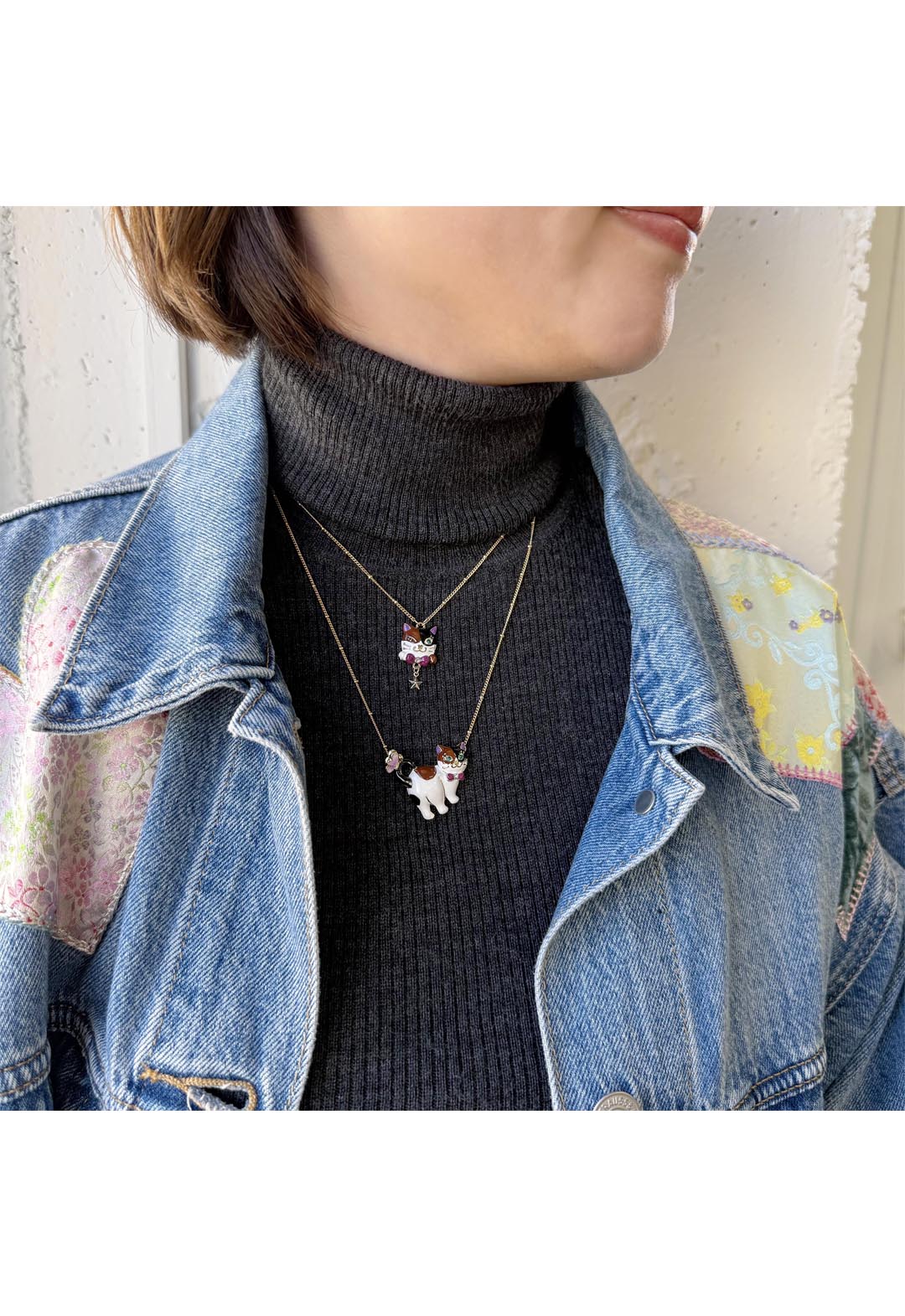 印花布TiTi图案短项链