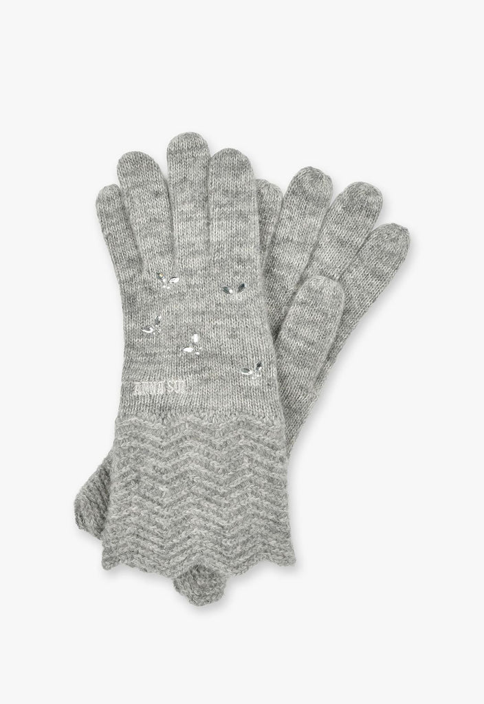 Butterfly rhinestone knit gloves