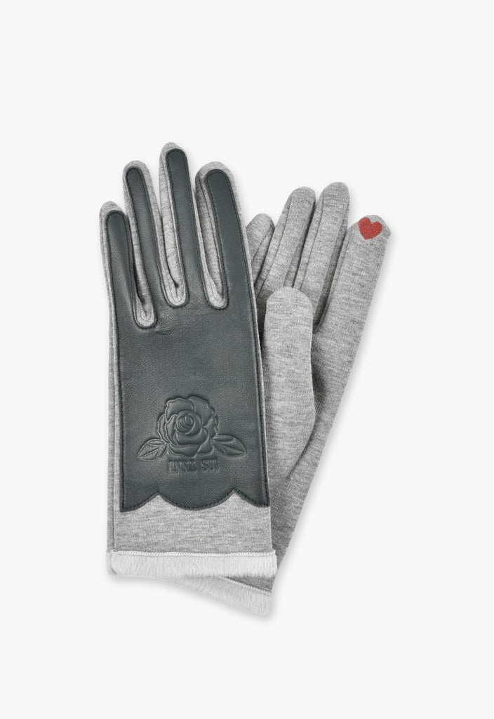 ローズ レザー付き スマホ対応手袋