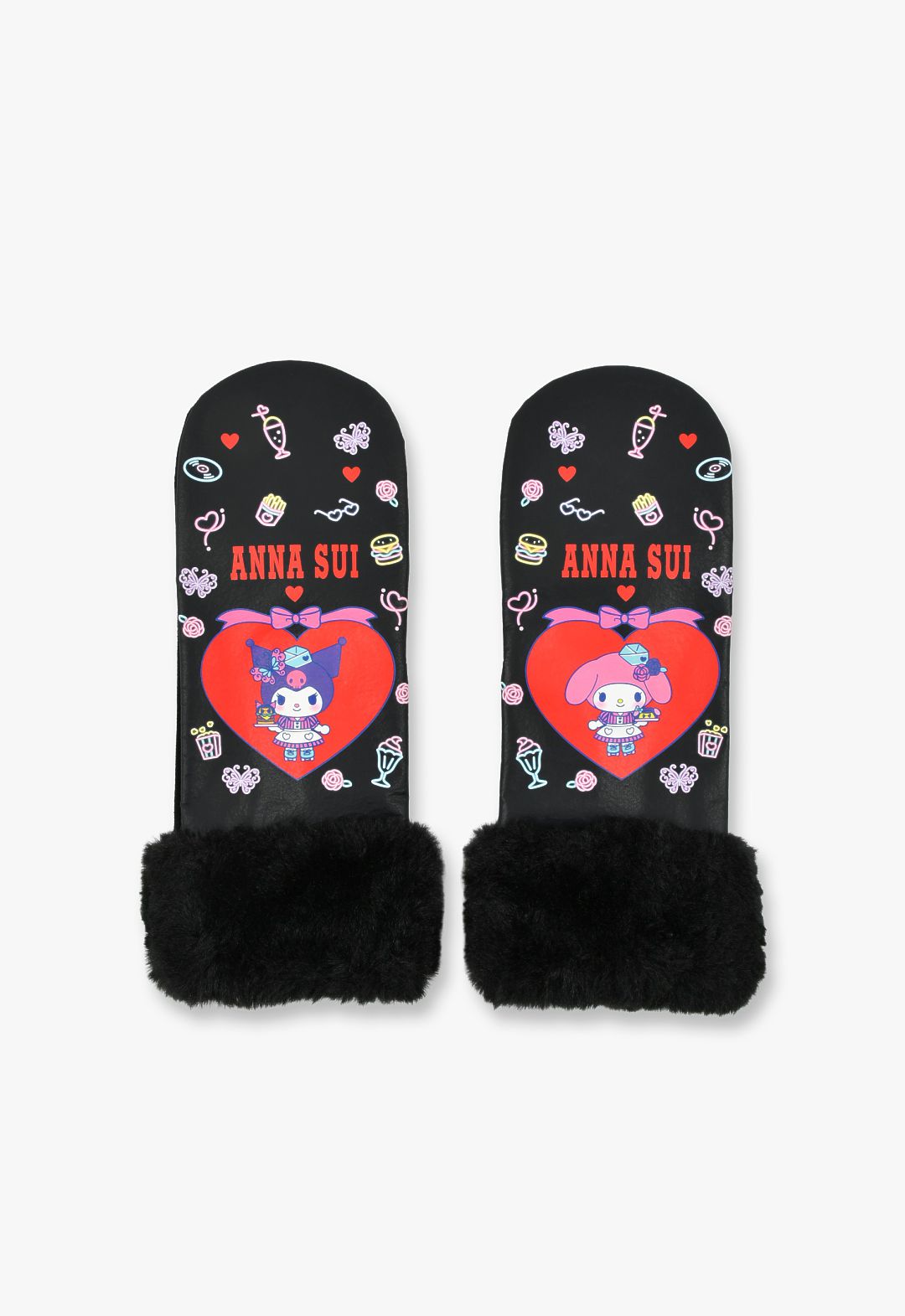 ANNA SUI × MY MELODY KUROMI スマホ対応 ファー付きミトン