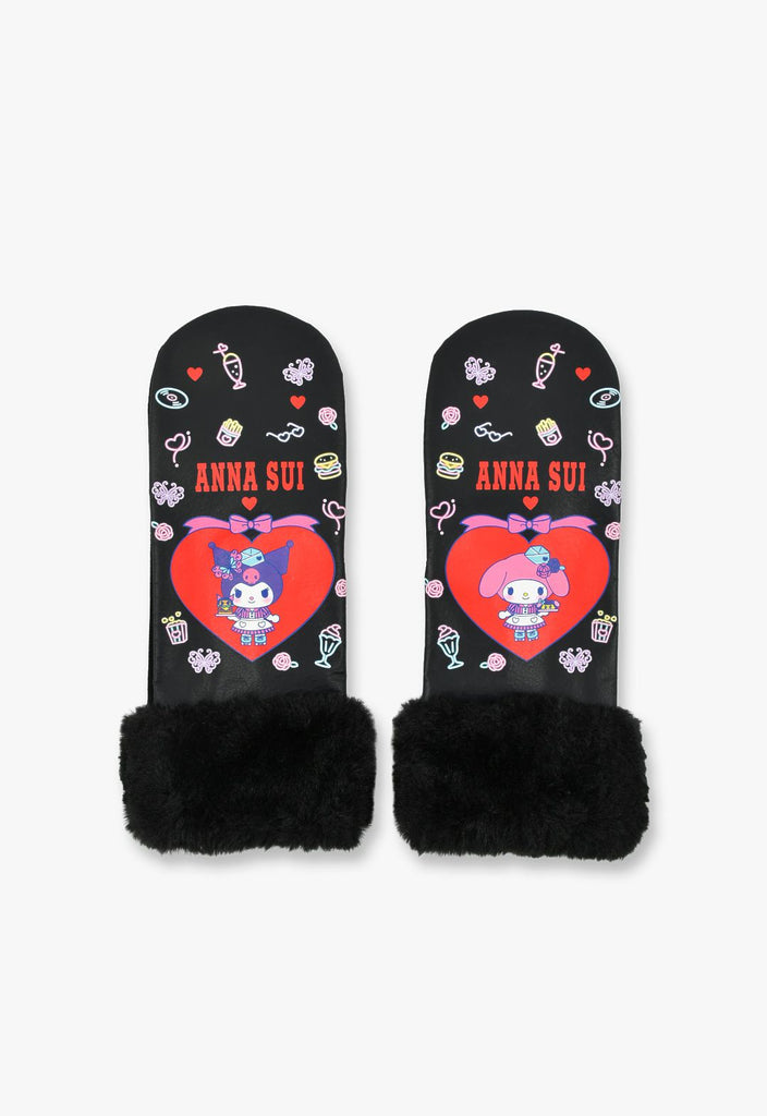 ANNA SUI × MY MELODY KUROMI スマホ対応 ファー付きミトン