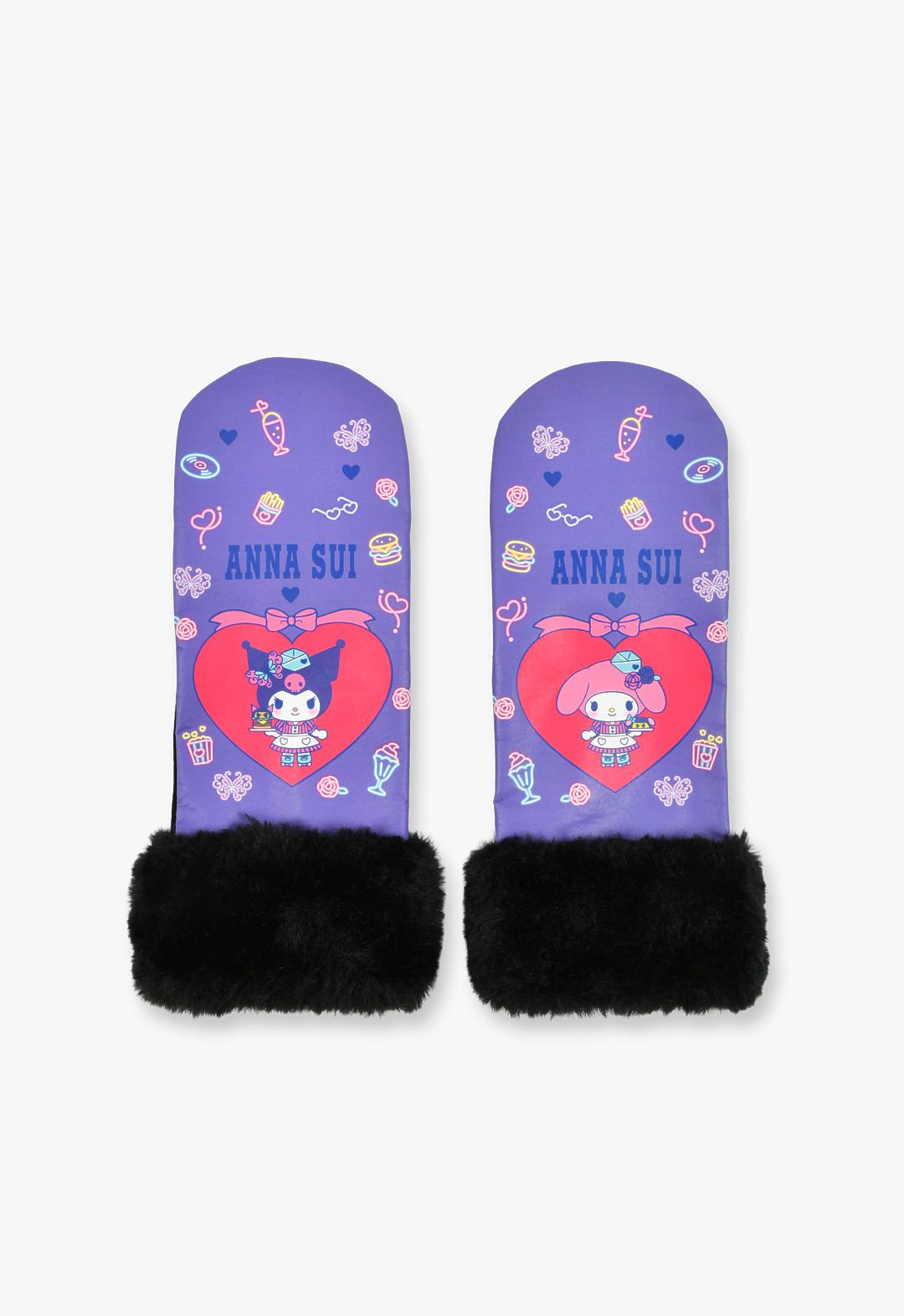 ANNA SUI × MY MELODY KUROMI スマホ対応 ファー付きミトン