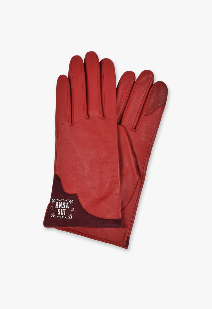 Silver logo print smartphone compatible leather gloves