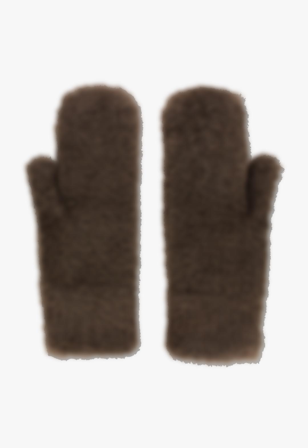 Fluffy, smartphone-compatible knitted mittens.