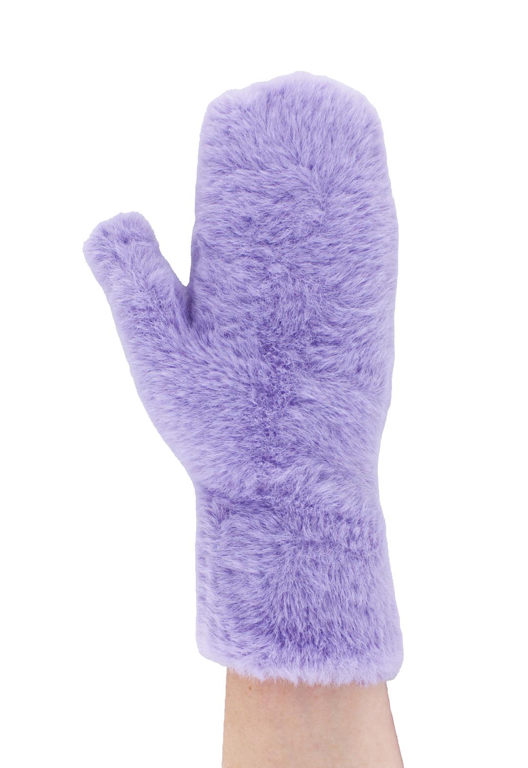 Fluffy, smartphone-compatible knitted mittens.