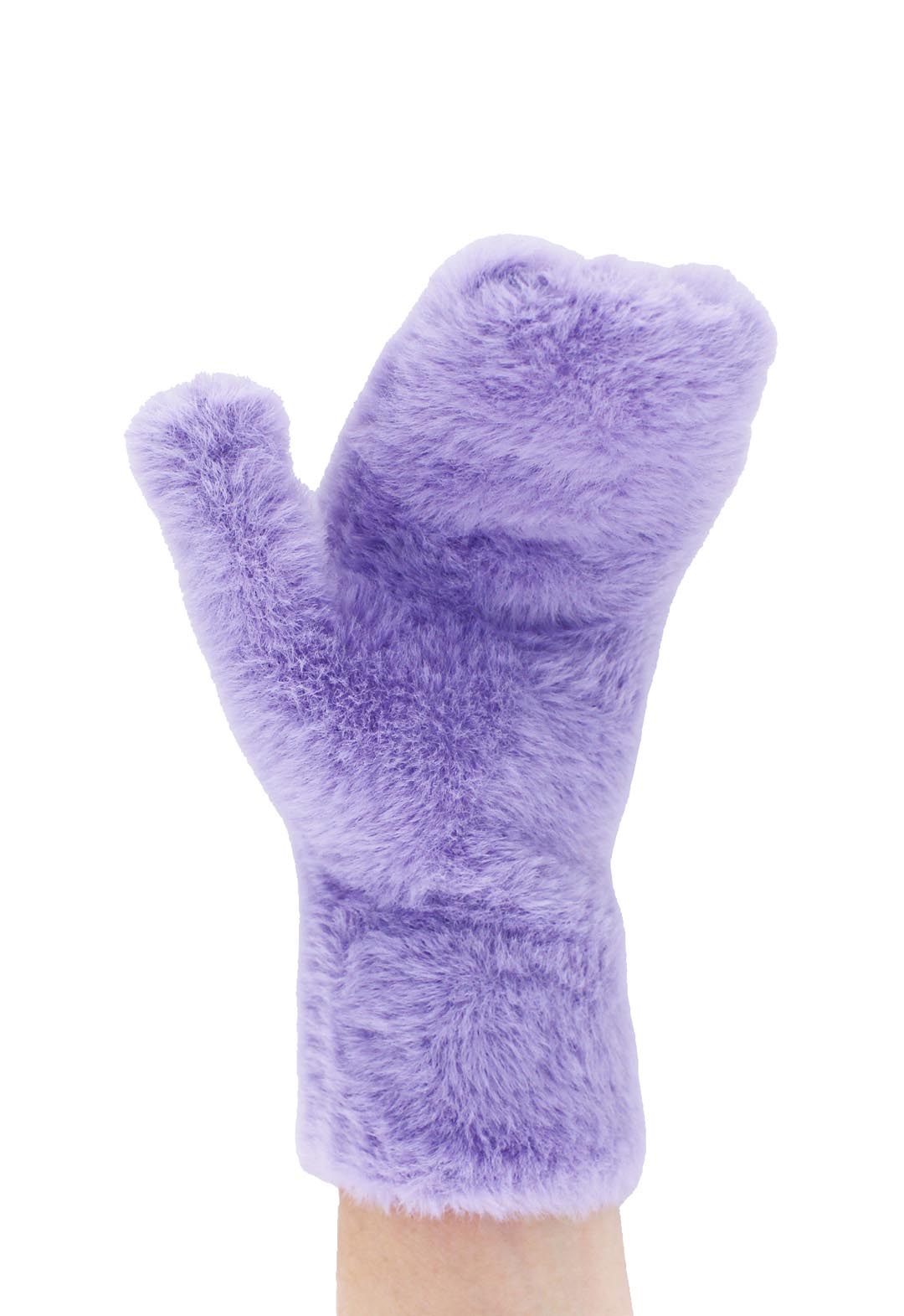 Fluffy, smartphone-compatible knitted mittens.