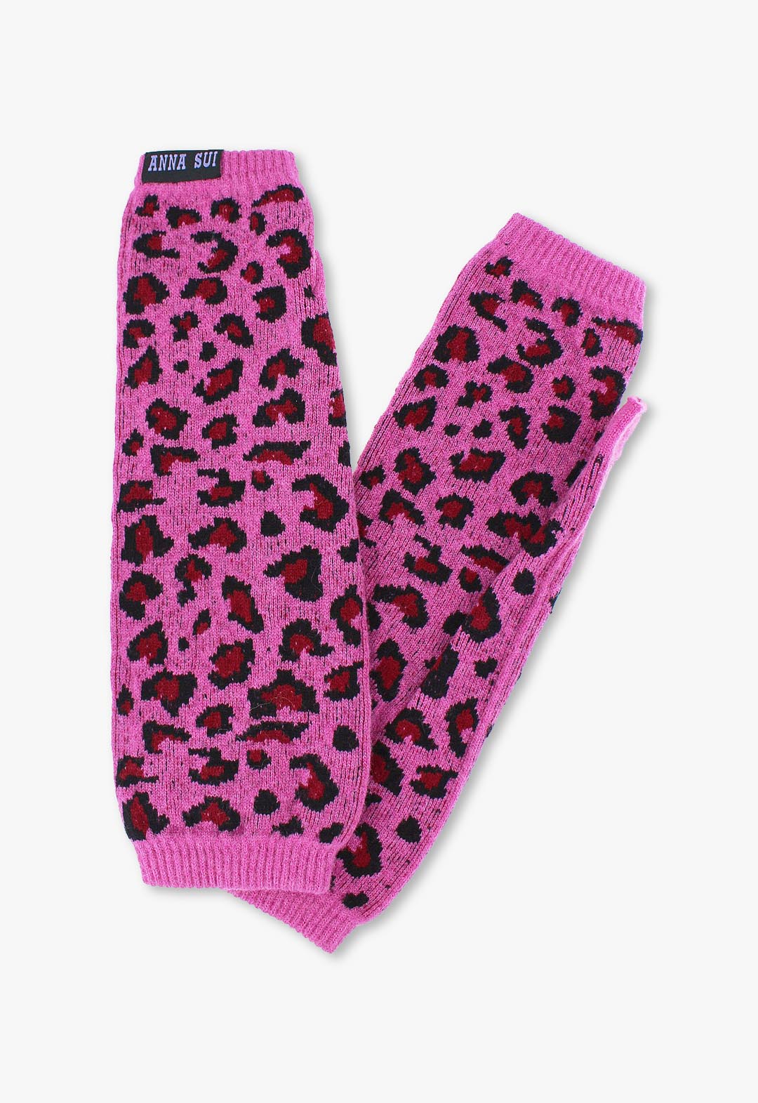 Leopard print knit arm warmers