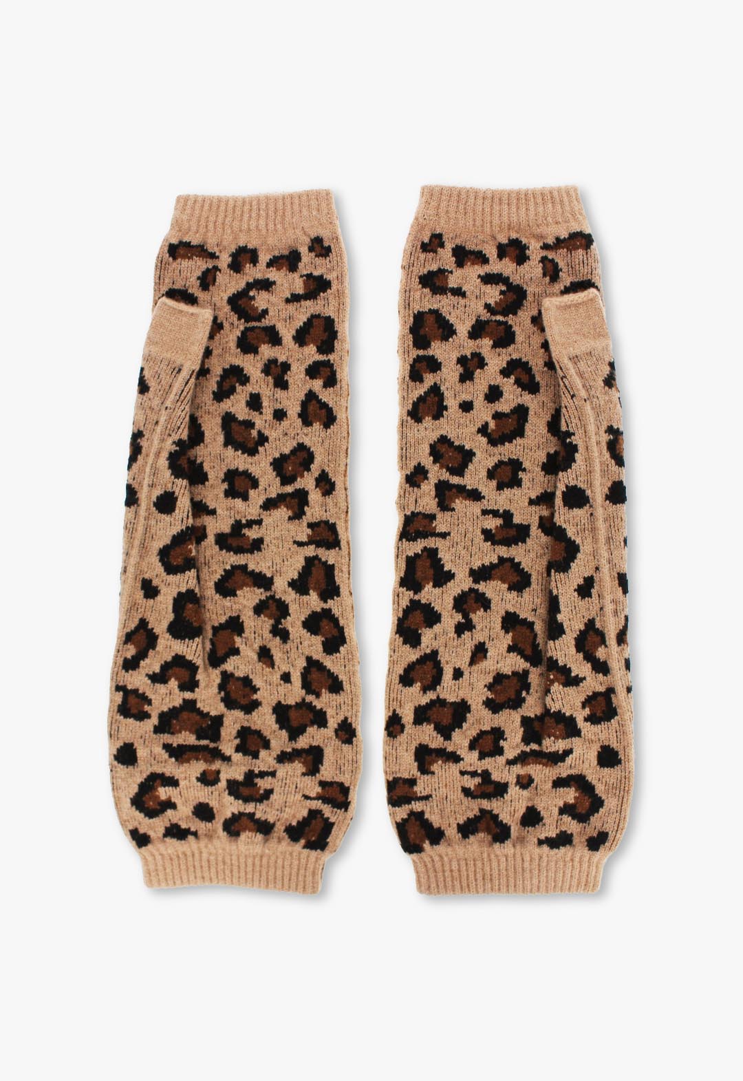 Leopard print knit arm warmers