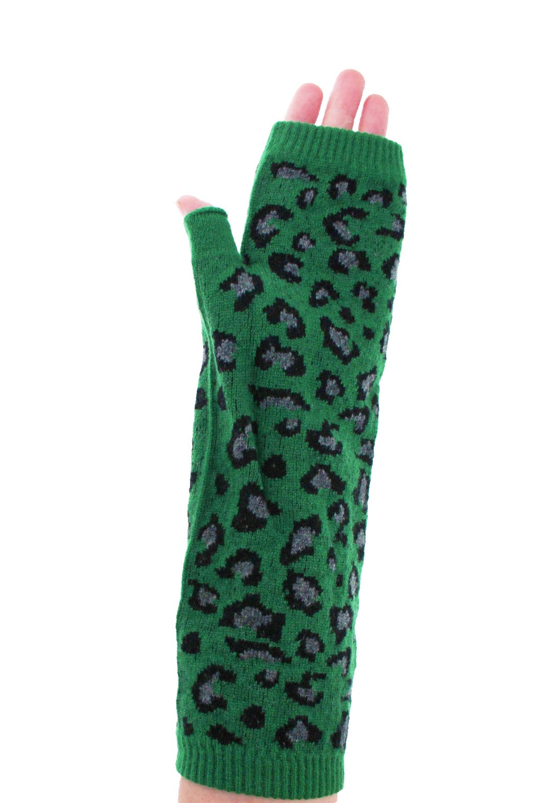 Leopard print knit arm warmers
