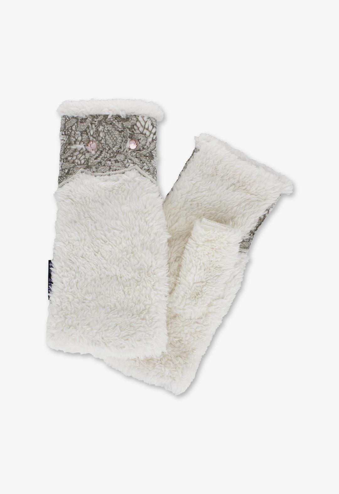Lace design cat fingerless gloves